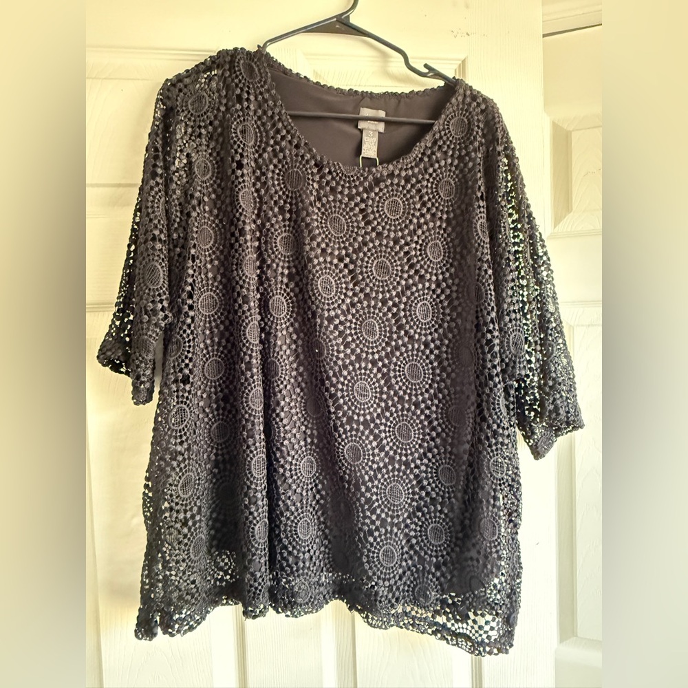 Travelers By Chicos Women’s Black Top Size 3 New